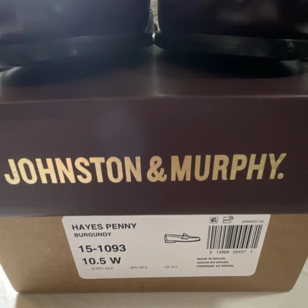 Johnston & Murphy Hayes Penny Men's Burgundy Leather Loafers 10.5W 15-1093